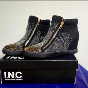 I.N.C. Black and Gold Wedge Sneakers